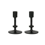 Stonebriar Table Top 5" Traditional Cast Iron Candlestick Holder Set, Black, 2 Pieces