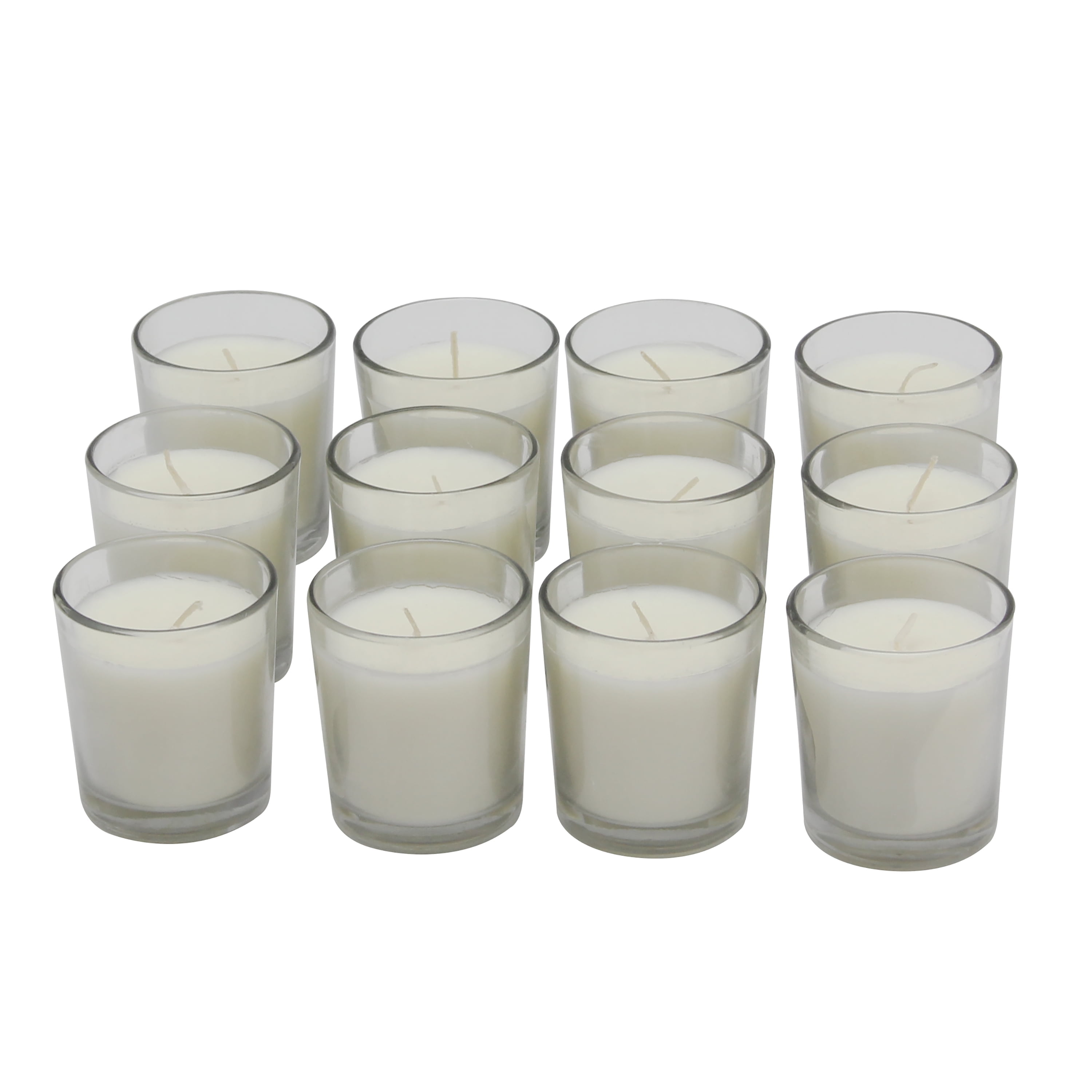 Stonebriar 12-Pack White Unscented Glass Votive Candles