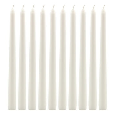 Stonebriar Unscented 10" Dripless Taper Candles with 7 Hour Burn, 10 Pack, White