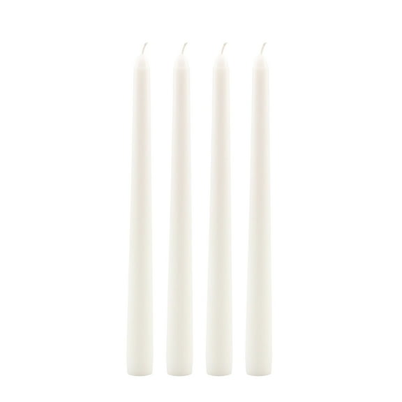 Stonebriar Unscented 10" Dripless Taper Candles with 7 Hour Burn, 4 Pack, White