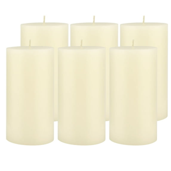 Stonebriar Unscented 3" x 6" 1-Wick Ivory Pillar Candles, 80 h Burn Time, 6 Pack