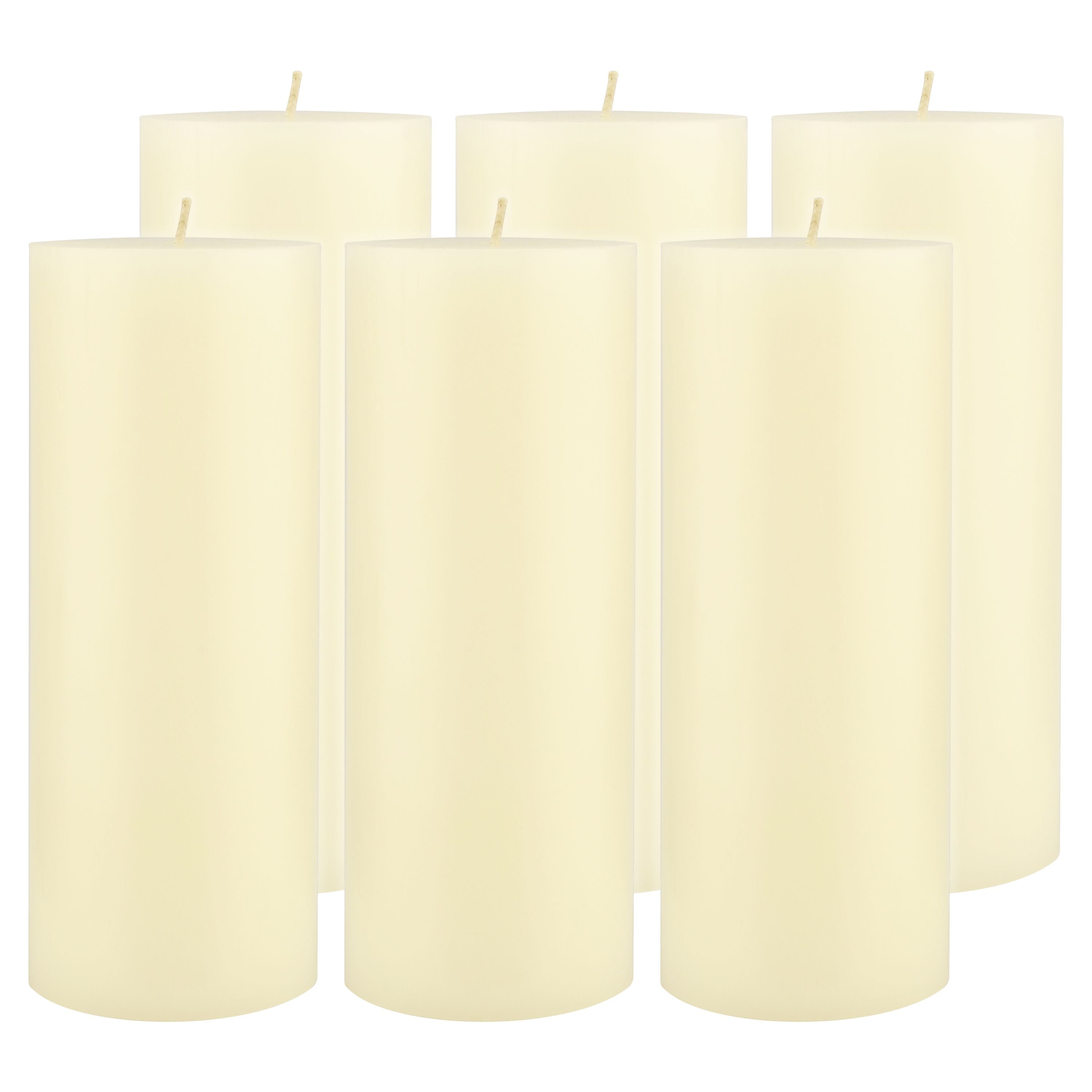 Stonebriar Unscented 3" x 8" 1-Wick Ivory Pillar Candles, 6 Pack