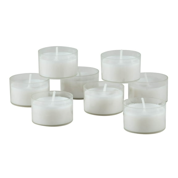 Stonebriar Tealight Candles, Unscented, Long Burning, Clear Cup, 6-7 Hour Burn Time, White, 48 Pack