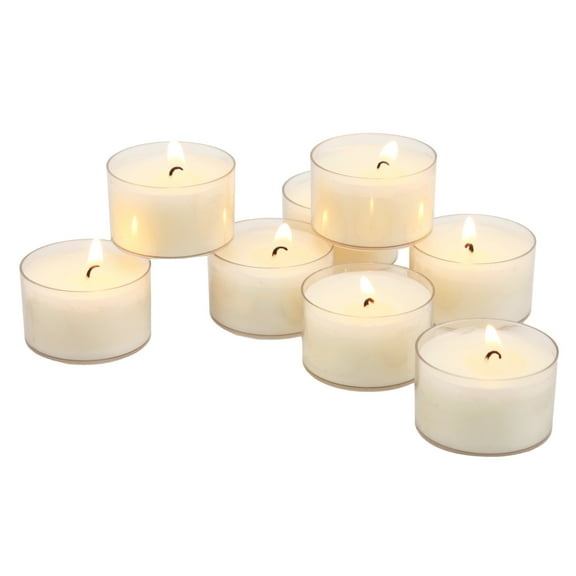 Stonebriar Tealight Candles, Unscented, Long Burning, Clear Cup, 6-7 Hour Burn Time, White, 96 Pack