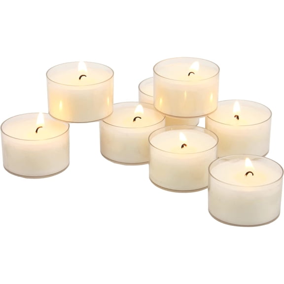 Stonebriar Tealight Candles, Unscented, Long Burning, Clear Cup, 6-7 Hour Burn Time, White, 96 Pack