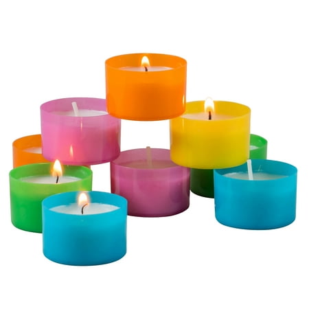 Stonebriar Unscented Long Burning Tealight Candles with 6-7 Hour Burn Time, 96 Pack, Multicolor