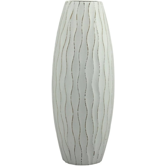 Stonebriar Vintage Textured Pale Ocean Blue Tall Wooden Vase, Small