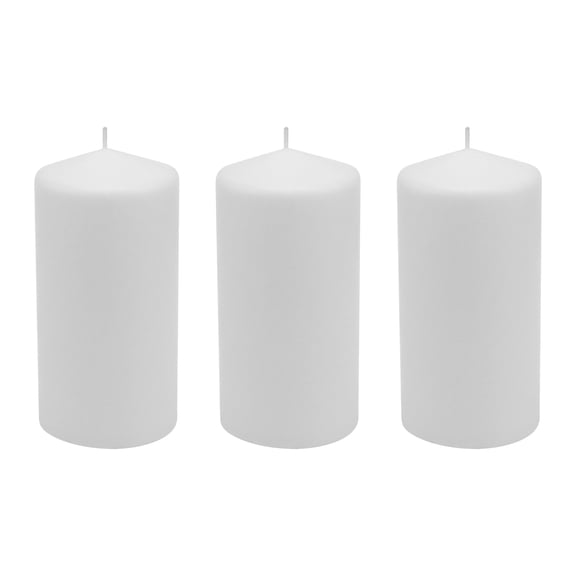 Stonebriar White Pillar Candles, Unscented, 3" x 6", 65 Hour Burn, 3 Pack