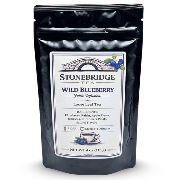 Stonebridge Wild Blueberry Herbal Tea Loose Leaf Fruit Infusion Caffeine Free 4 oz (113g)