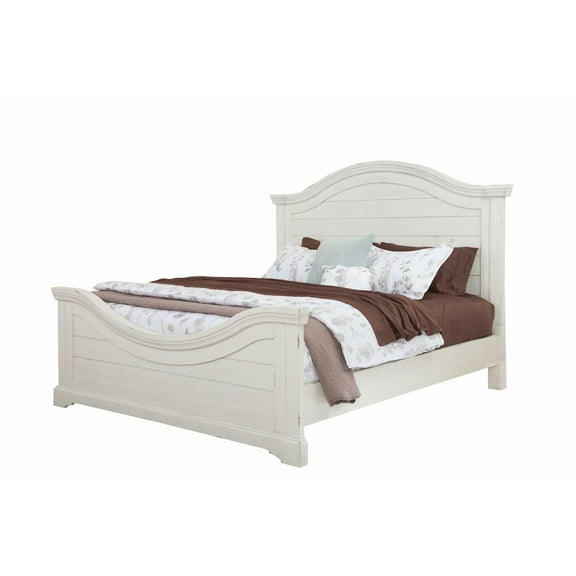 Stonebrook Antiqued White Queen Panel Bed