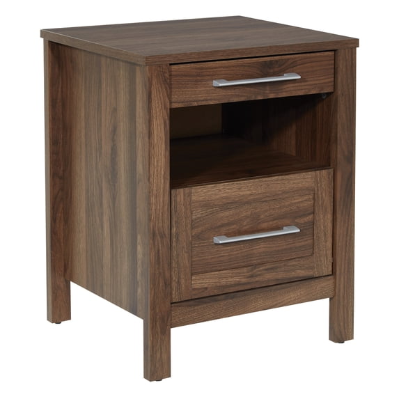 Stonebrook Nightstand with 2 USB Ports in Wood Classic Walnut Finish