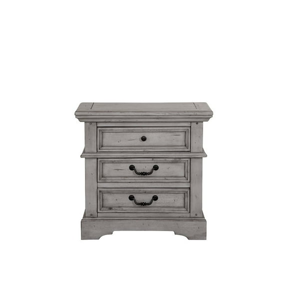 American Woodcrafters Stonebrook 3-Drawer Nightstand - Light Distressed Antique Gray