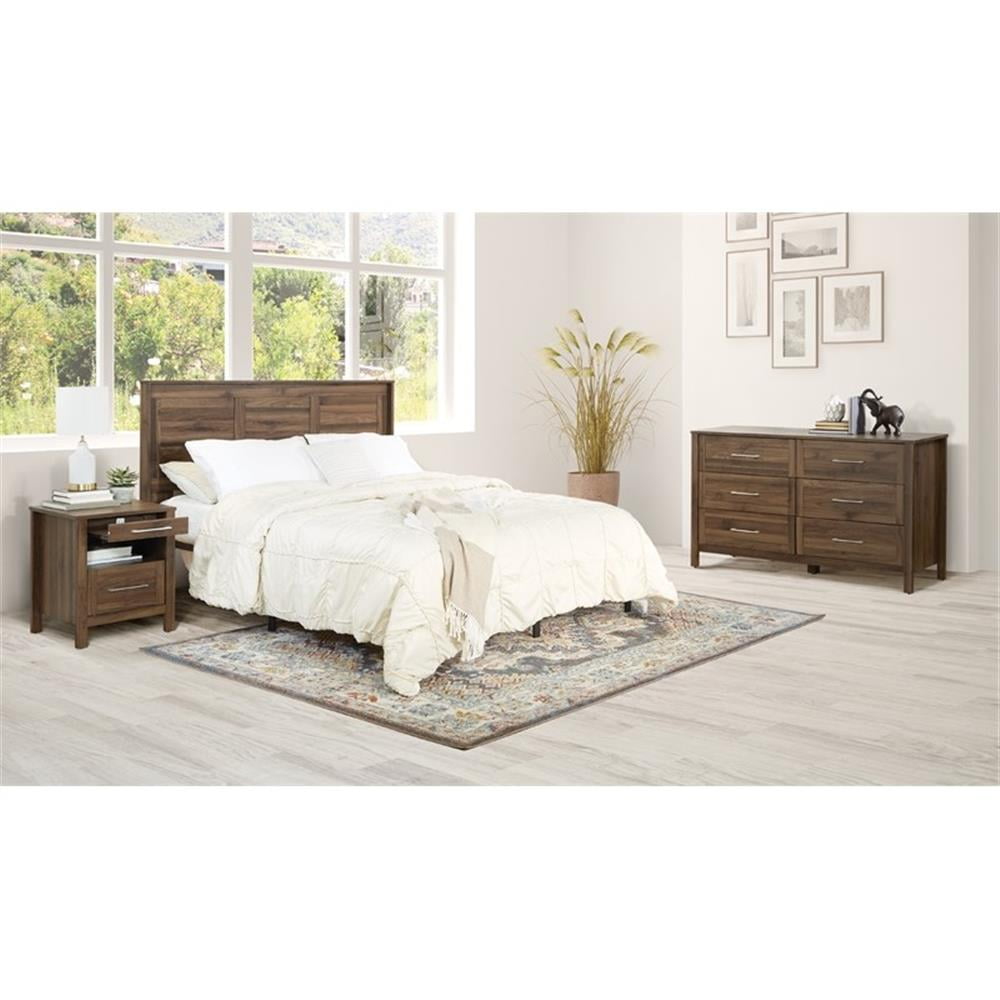 Stonebrook Queen/Full 3 Piece Bedroom Set in Wood Classic Walnut Finish