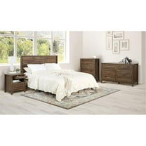 Stonebrook Queen/Full 4 Piece Bedroom Set in Wood Classic Walnut Finish