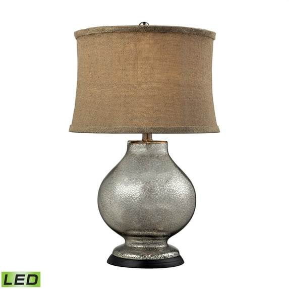Stonebrook Table Lamp in Antique Mercury Glass with Burlap Shade - LED