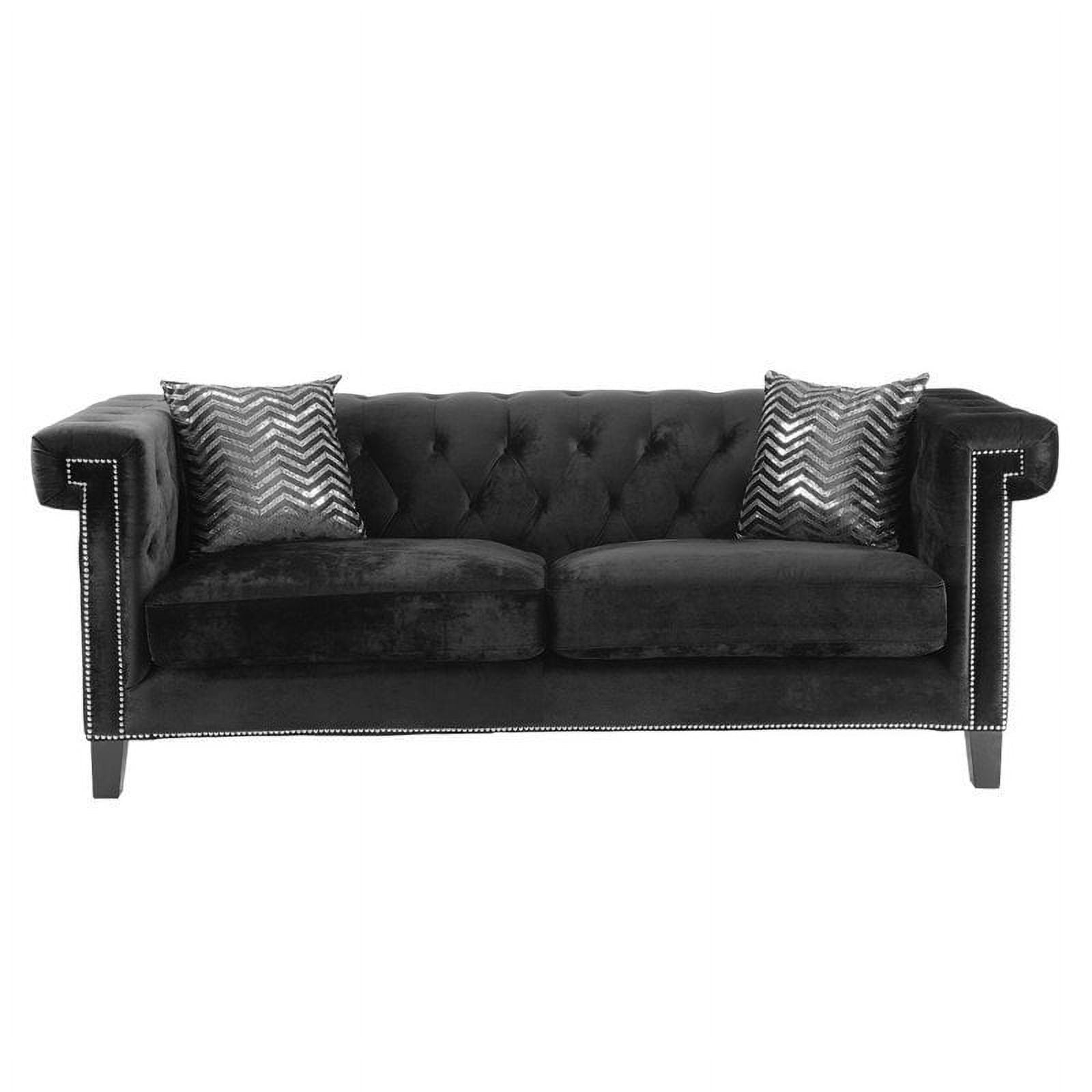 Stonecroft Brenham Tufted Velvet Sofa in Black