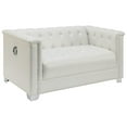 thumbnail image 1 of Stonecroft Furniture Bryant Modern Faux Leather Tufted Loveseat in White, 1 of 2