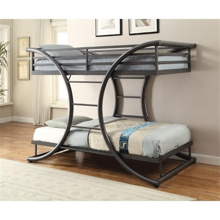 Stonecroft Furniture Castro Twin Over Twin Bunk Bed in Dark Gun Metal