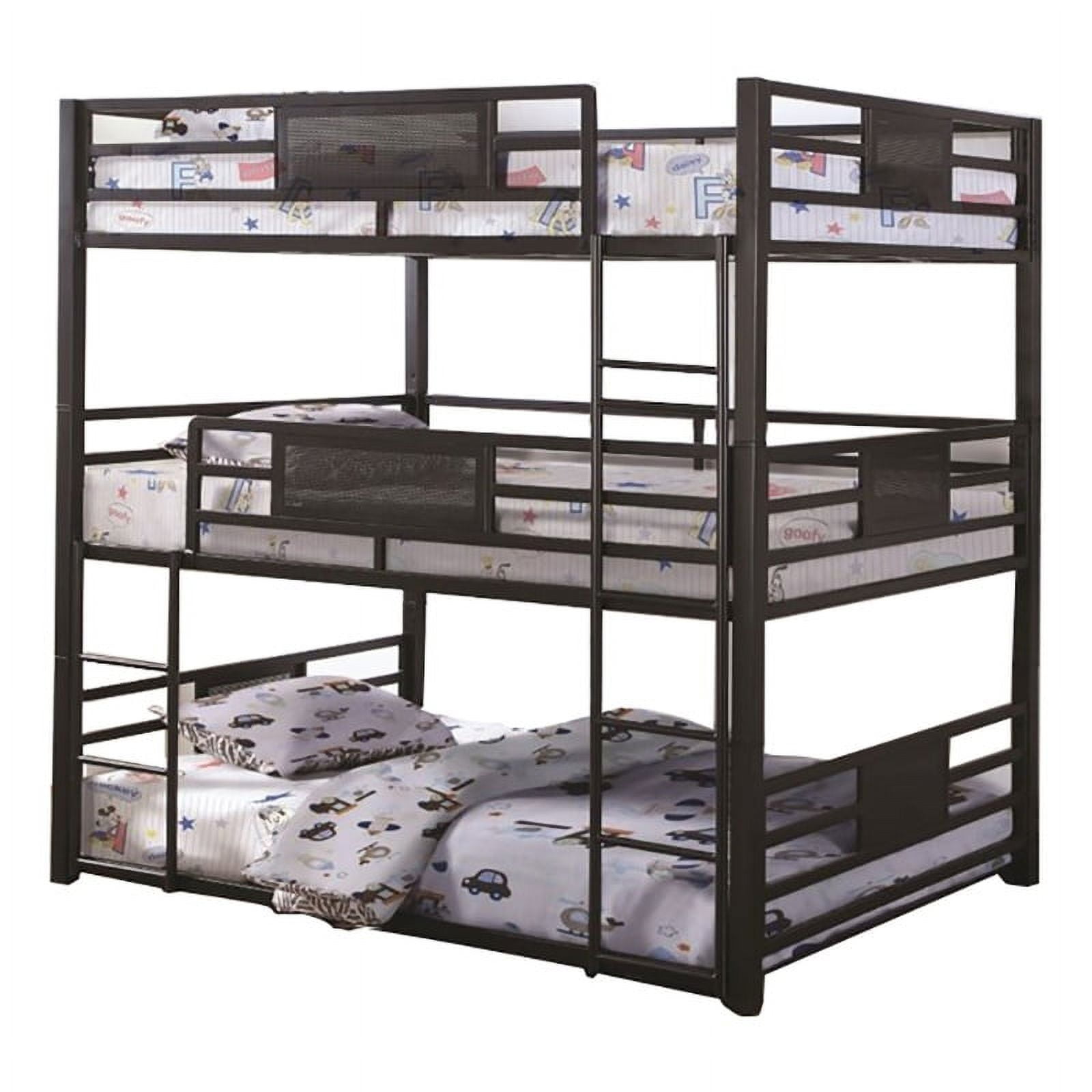 Stonecroft Furniture Queens Modern Metal Full Triple Bunk Bed in Black