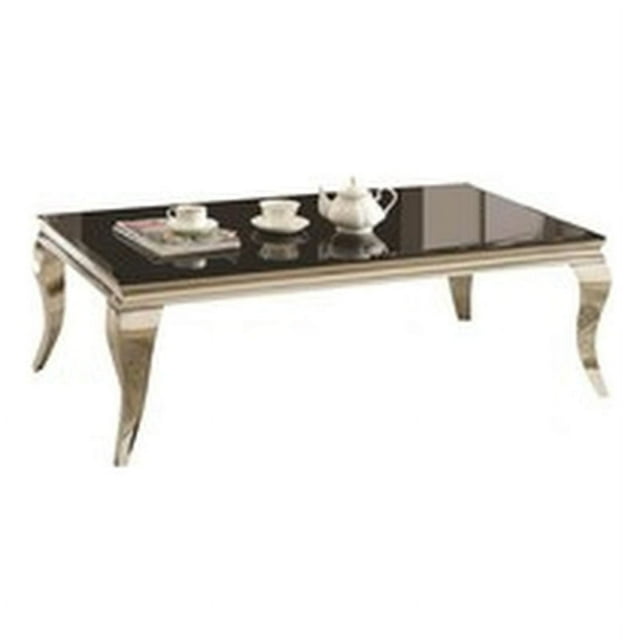 Stonecroft Furniture Rectangular Glass Coffee Table in Chrome and Black