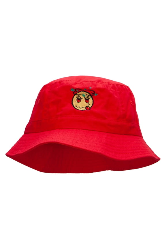 Stoned Icon Embroidered Bucket Hat - Red OSFM