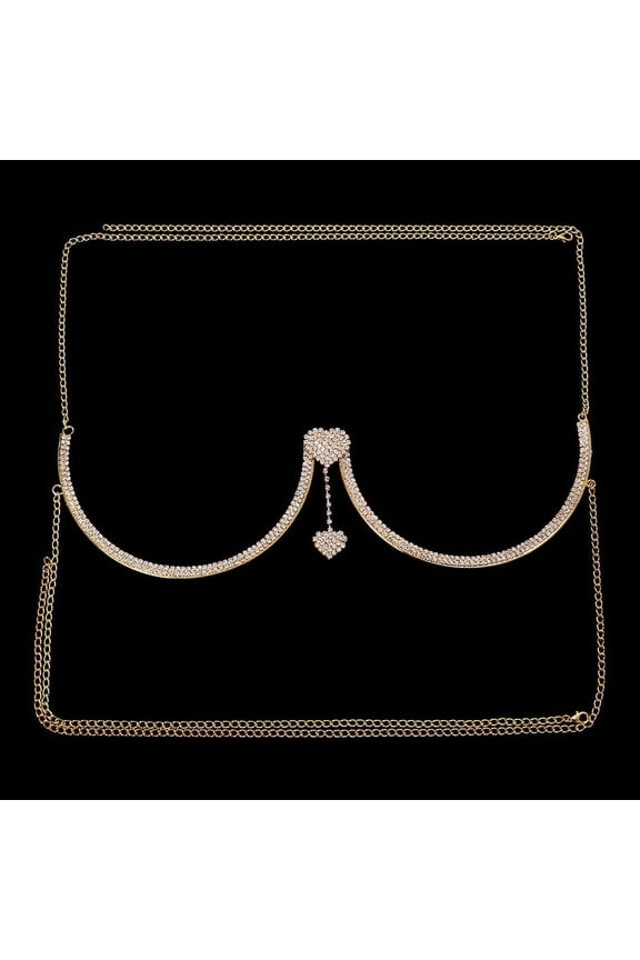 Stonefans Heart Rhinestone Chest Bracket Body Jewelry Bra Chain For Women Chain Top Bikini Halter Bra New Banquet Breast Support