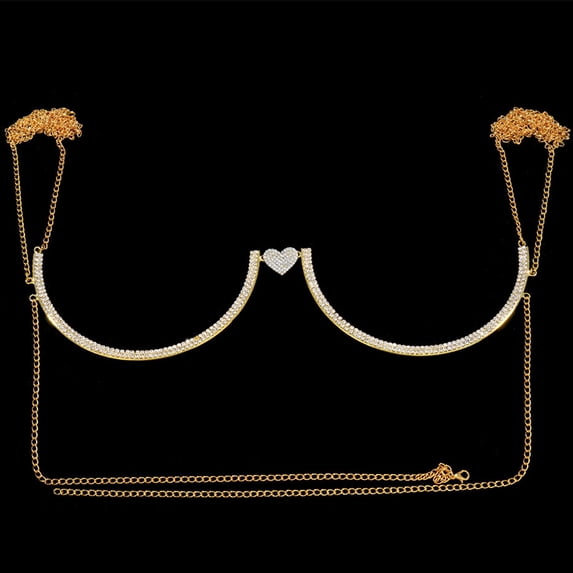 Bra Chain Accessory Stonefans Heart Rhinestone Chest Bracket Body Jewelry Bra Chain For ...