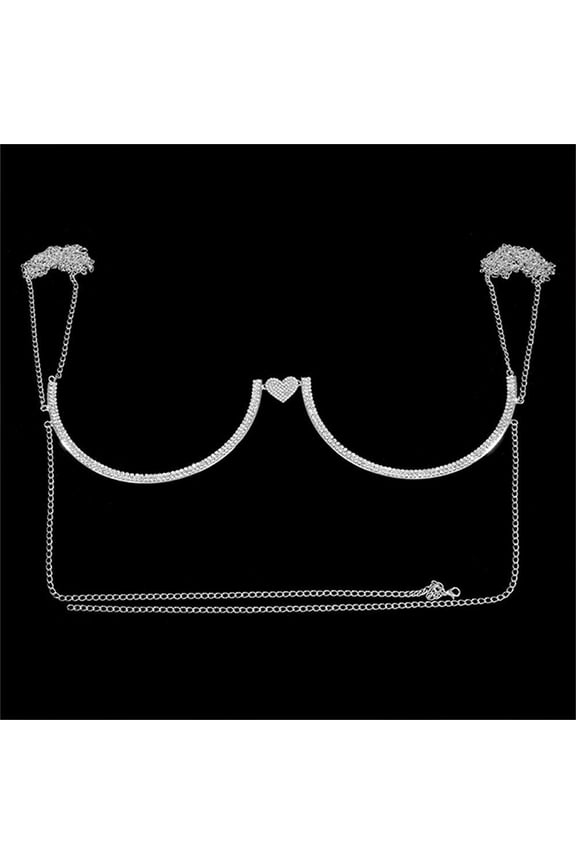 Stonefans Heart Rhinestone Chest Bracket Body Jewelry Bra Chain For Women Chain Top Bikini Halter Bra New Banquet Breast Support