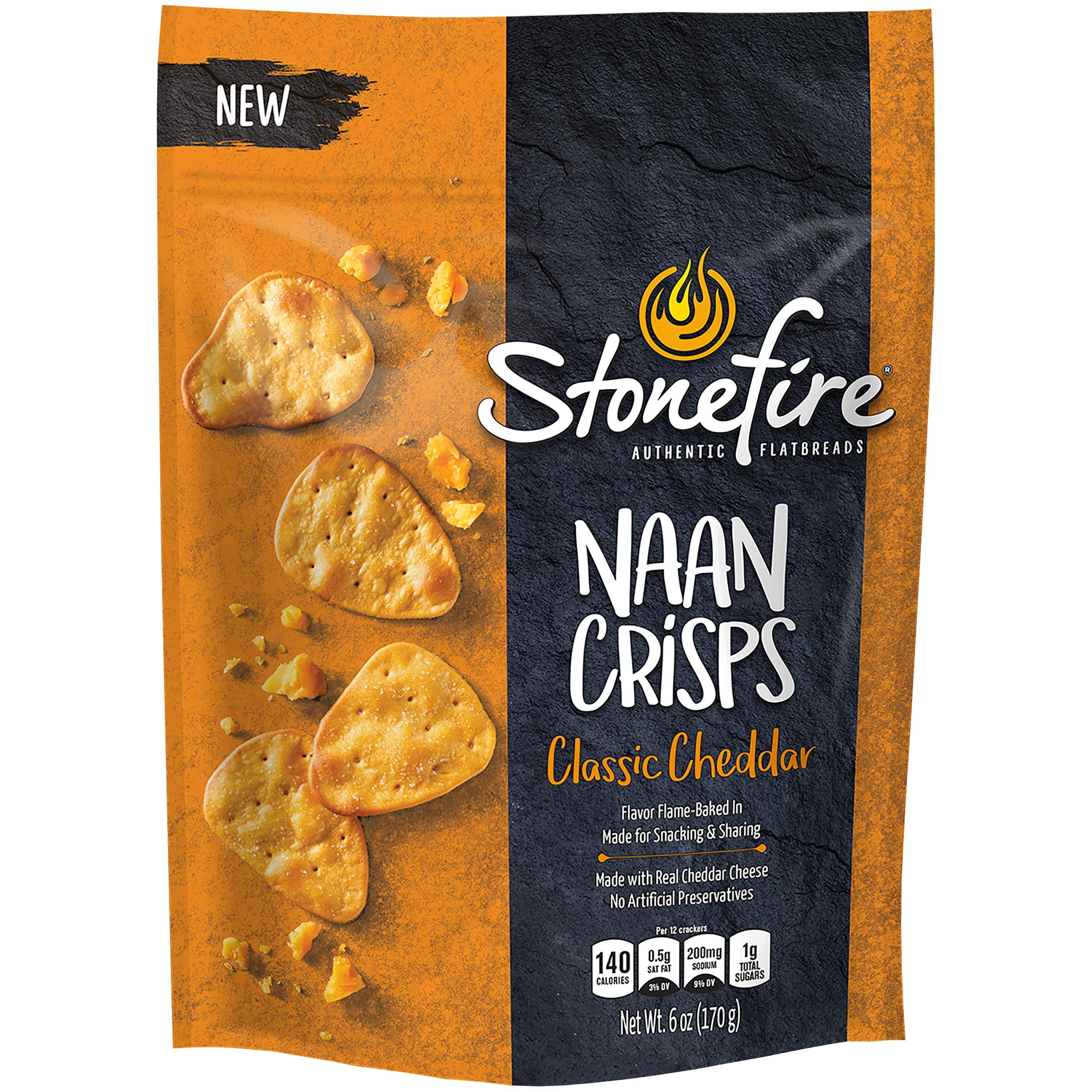 Stonefire Authentic Flatbreads Classic Cheddar Naan Crisps, 6 oz