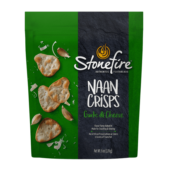Stonefire Garlic & Cheese Naan Crisps, 6 oz, 1 Count