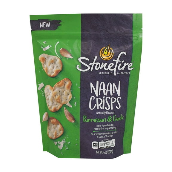 Stonefire Garlic & Cheese Naan Crisps 6 oz (Pack of 5)