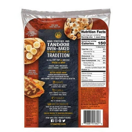 Stonefire Mini Naan (Origional) Fresh Authentic Flatbreads, (3 Pack) 12 Mini Flatbreads Total