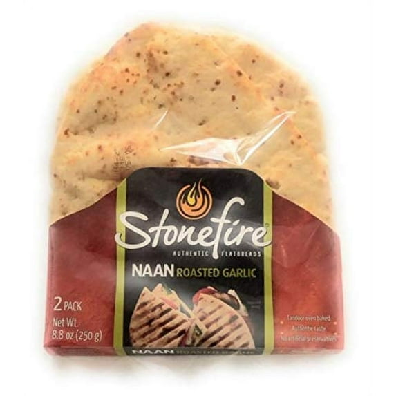 Stonefire Naan Fresh Authentic Flatbreads, (3 Pack) Garlic Flavor