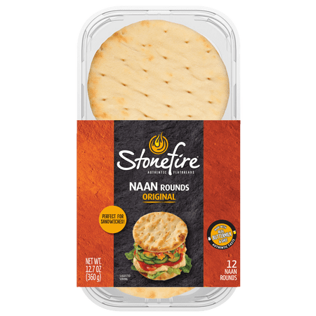 Stonefire® Original Naan Rounds, Soft Mini Flatbread for Sandwiches & Pizza, 12.7 oz, 12 Count