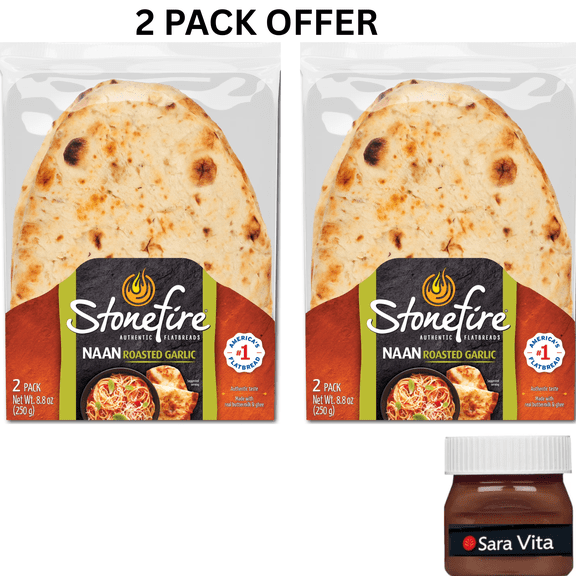 Stonefire Roasted Garlic Naan, 8.8 oz, 2 Count