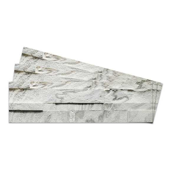 Stoneflex Gray 24'' x 6'' Chateau Natural Stone Wall Tiles 1 sq ft Coverage Area,10 Pack