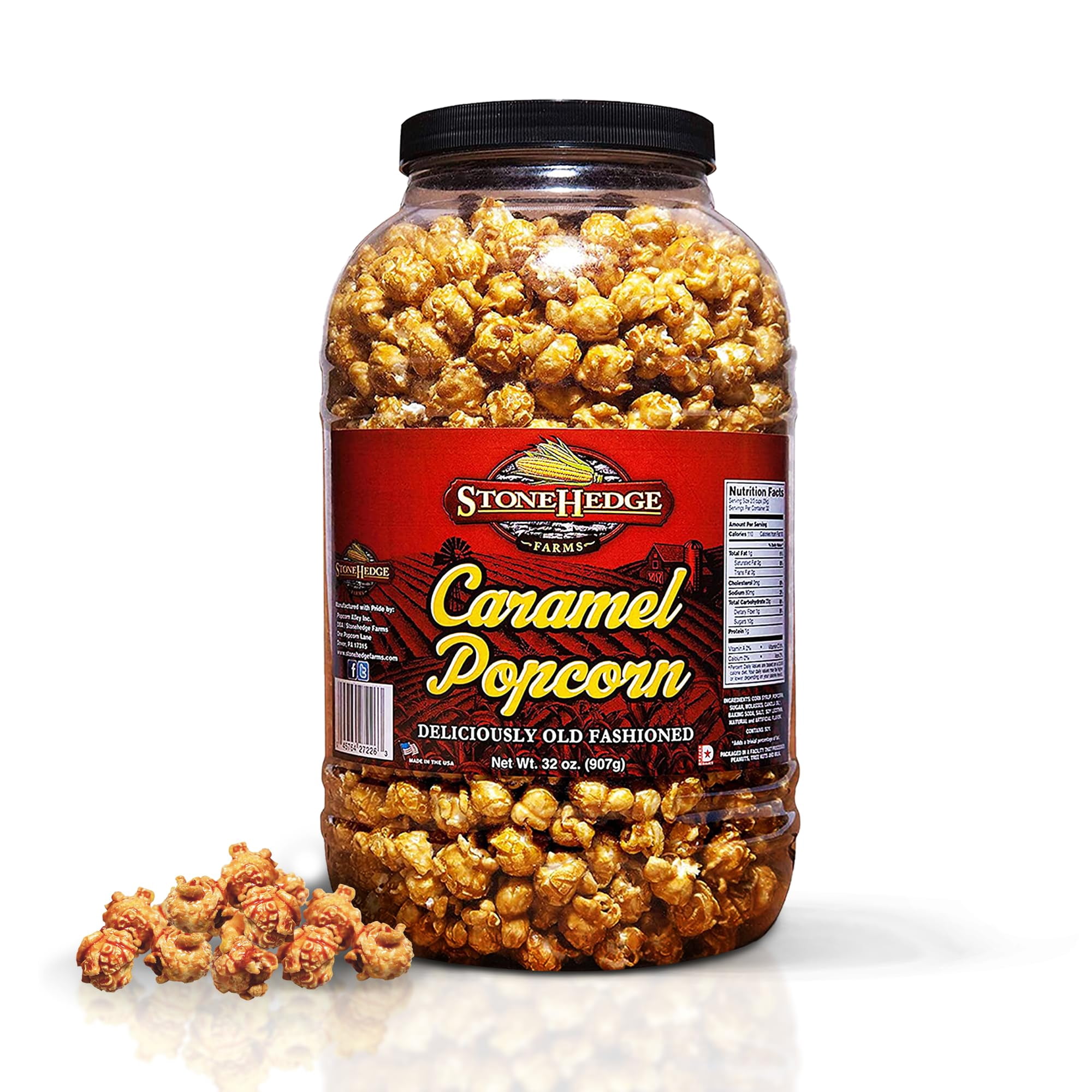 Stonehedge Farms Caramel Flavored OIF8 Popcorn 32 oz Large Tub Bulk