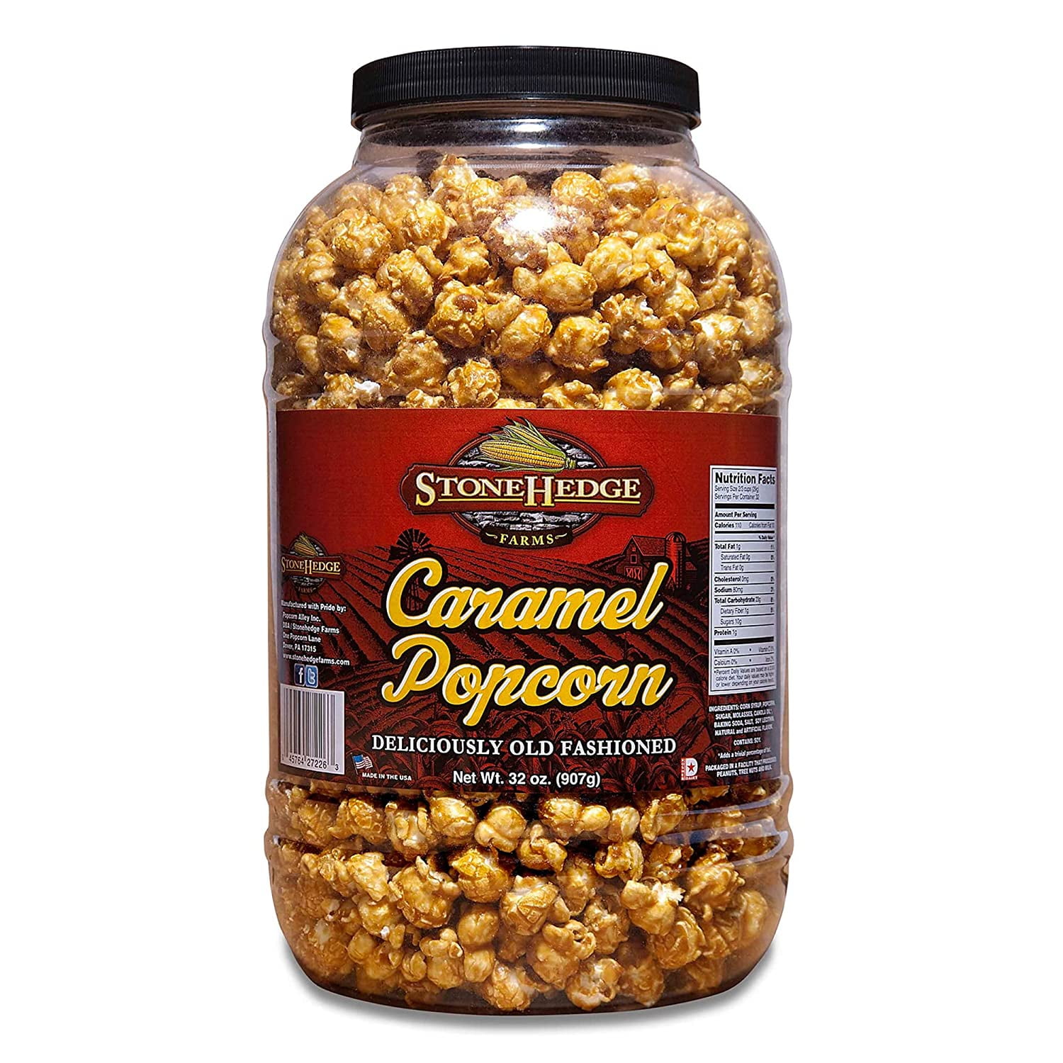 Stonehedge Farms Caramel Flavored Popcorn 32 Ounce Tub Reclosable