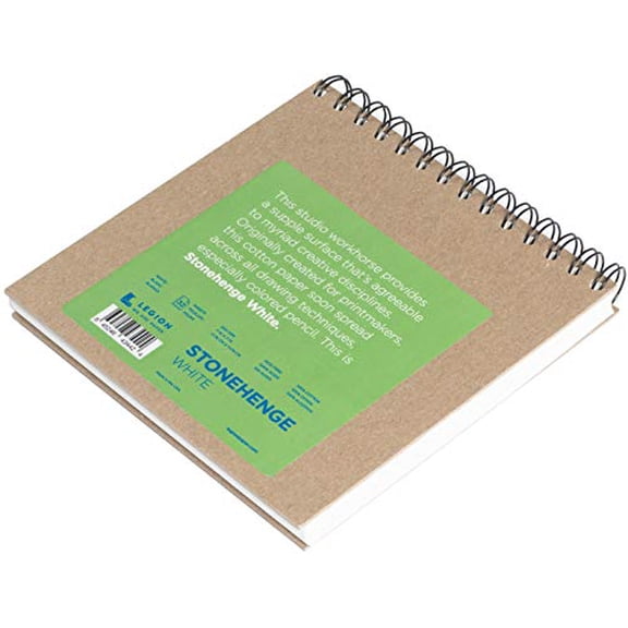 Stonehenge 100% Cotton Medium Weight Spiral Journal, White, 7 x 7 inches, 250gsm, 32 Sheets for Dry Media