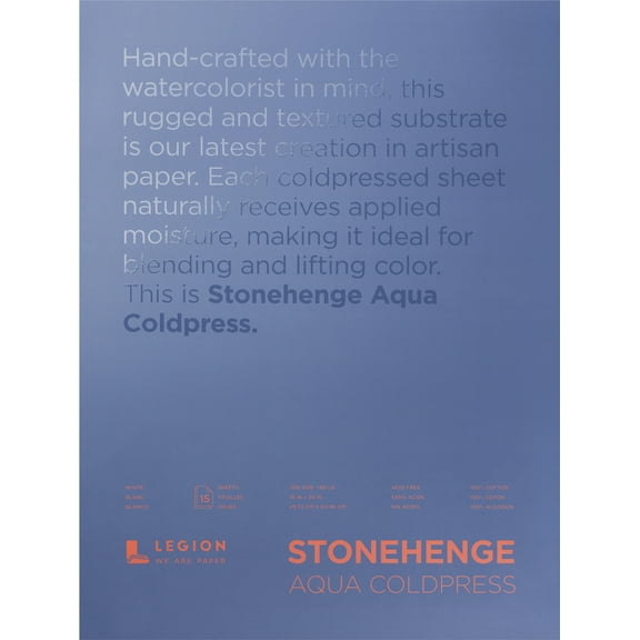 Stonehenge Aqua Block Cold Press Pad 18"X24" 15 Sheets/Pkg-White 140lb