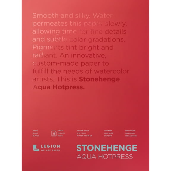 Stonehenge Aqua Block Hot Press Pad 18"X24" 15 Sheets/Pkg-White 140lb