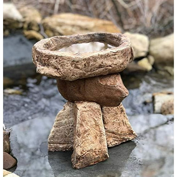 Stonehenge Birdbath Rock Balancing Sculpture$$Garden & Patio