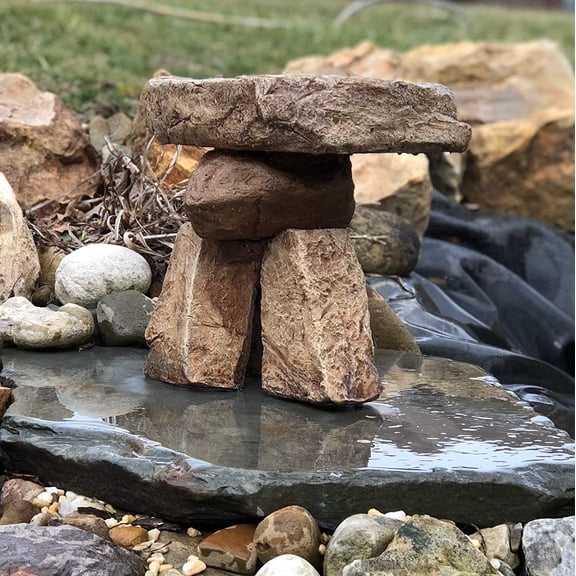 Stonehenge Birdbath Rock Balancing Sculpture$$Garden & Patio