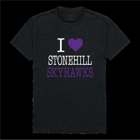 Stonehill College Skyhawks I Love T-Shirt, Black - Large