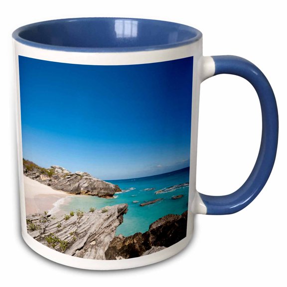 3drose, Stonehole Bay Beach, Bermuda-ca07 Mde0134 - Michael Defreitas, 11oz Two-tone Blue Mug