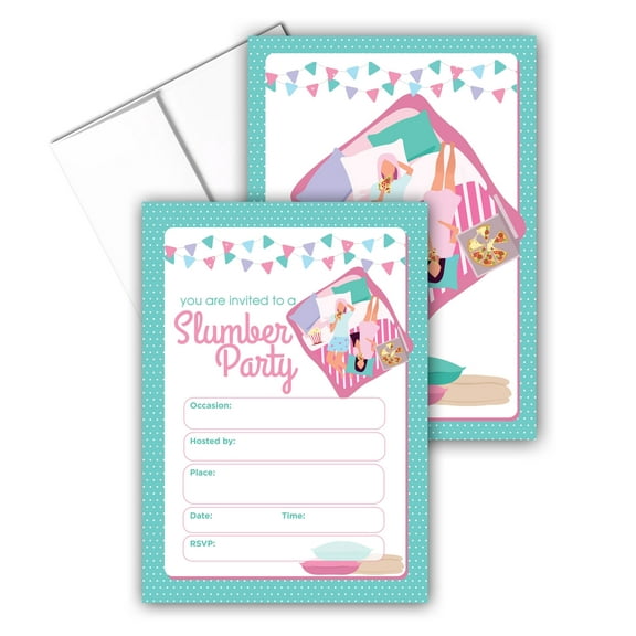 Stonehouse Colleciton | Kids Birthday Party Invitation Set | Slumber Party Theme