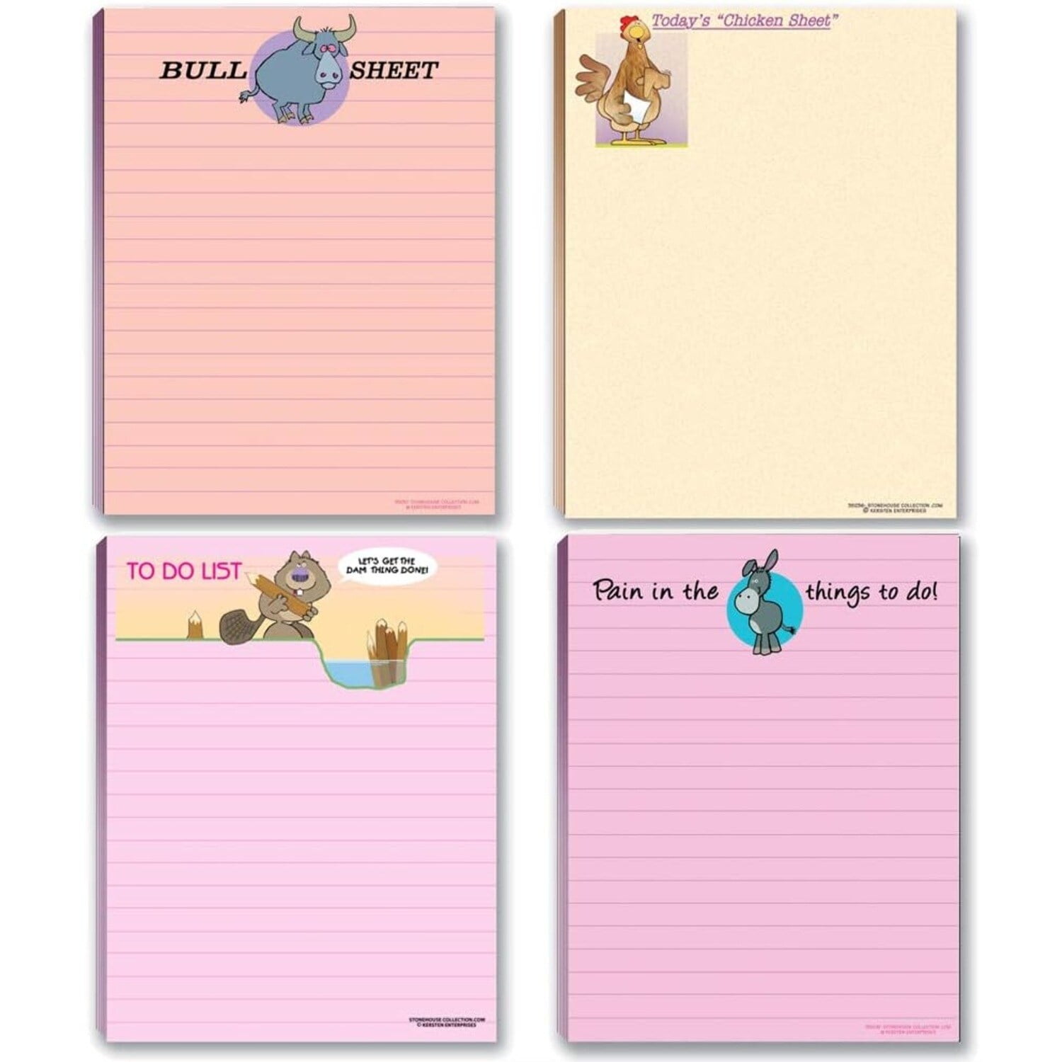Stonehouse Collection 4 Funny Notepad Assorted Pack - Great Gift Set - 4.25 x 5.5in - 50 Sheets Per Pad (Humorous Set #1)