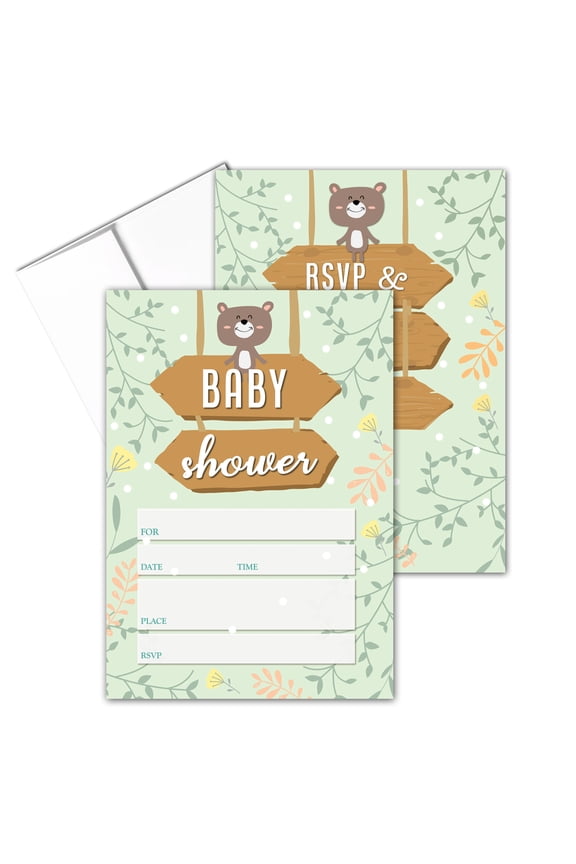 Baby Bear Baby Shower Invitations 25 Fill-in-the-Blank C