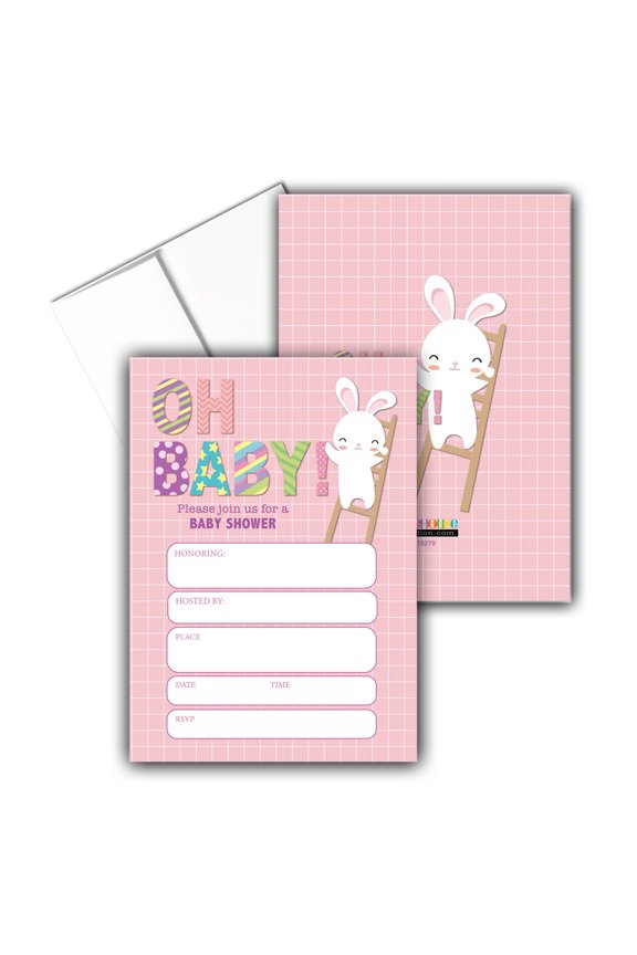 | Baby Girl Shower Invitation Cards| Oh Baby Shower Celeb