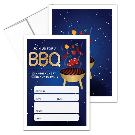 Stonehouse Collection, Back Yard BBQ Invitations, Fun BBQ Invites with Envelopes